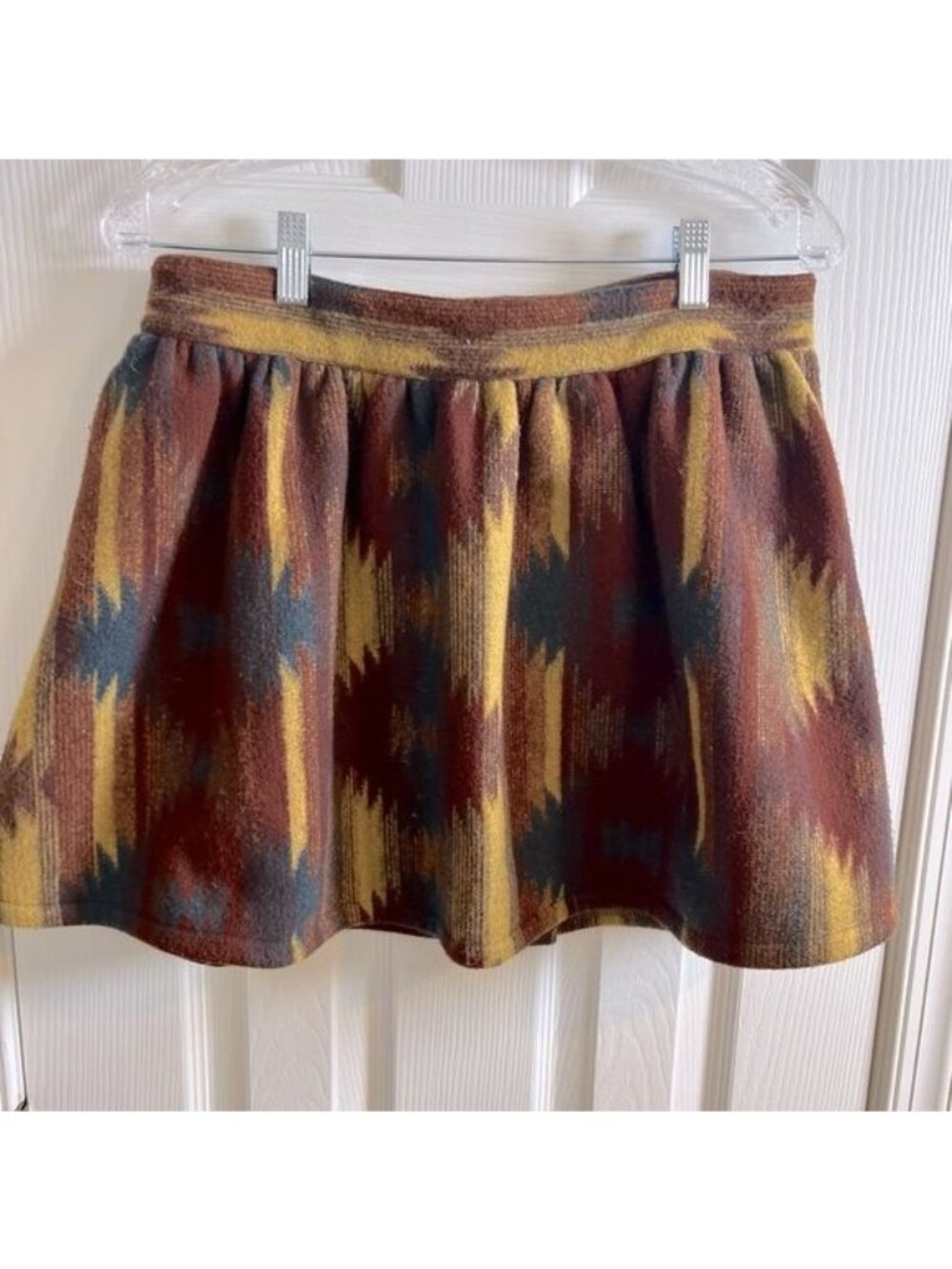 Kenny Vintage Blanket Mini Skirt Santa Fe Southwestern A Line Large Wool USA